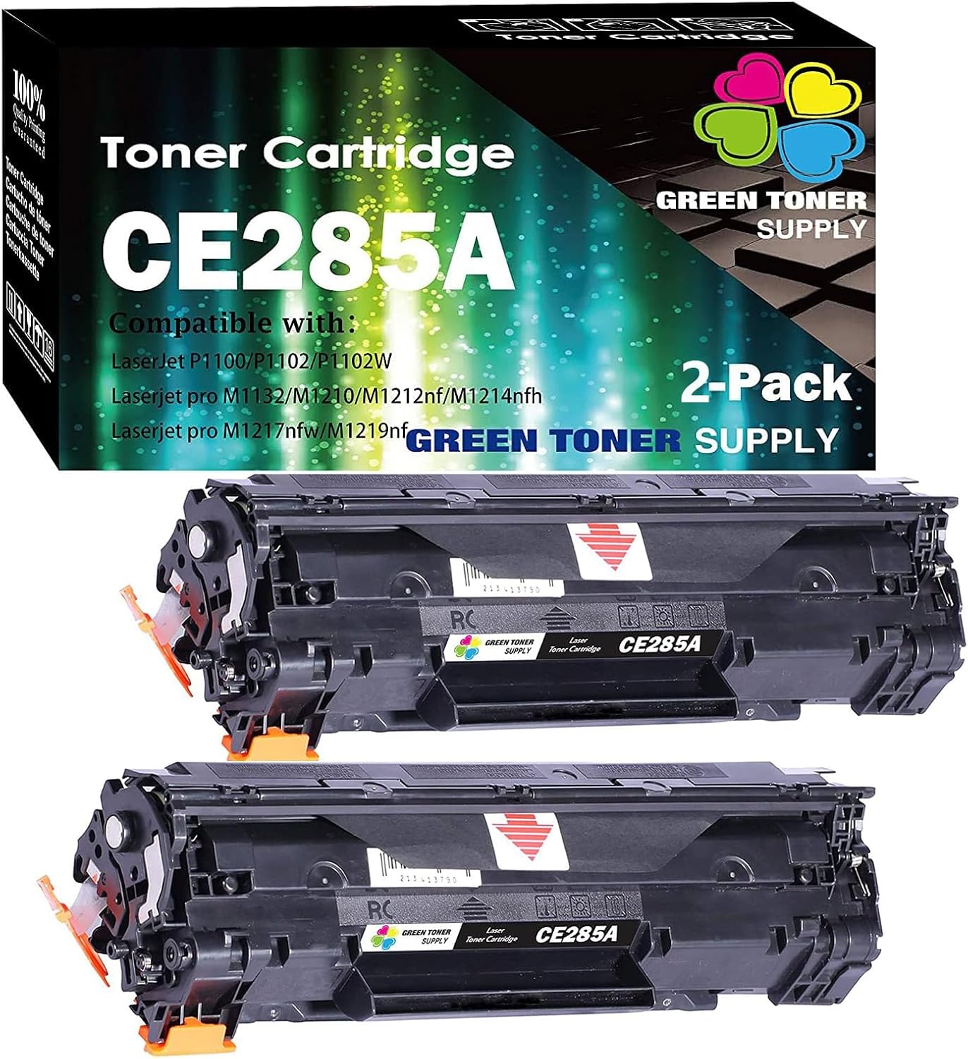 (Pack of 2) Compatible Replacement for HP CE285A Toner Cartridge (HP85A Black 2PK) to HP Laser-Jet P1100 P1102 P1102W M1132 M1210 M1212nf Toner Printer