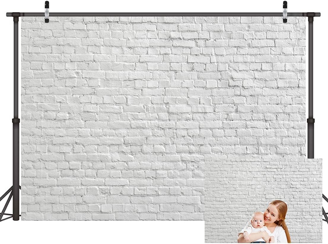 LYWYGG 7x5FT White Brick Wall Backdrops Vinyl Backdrop Photography