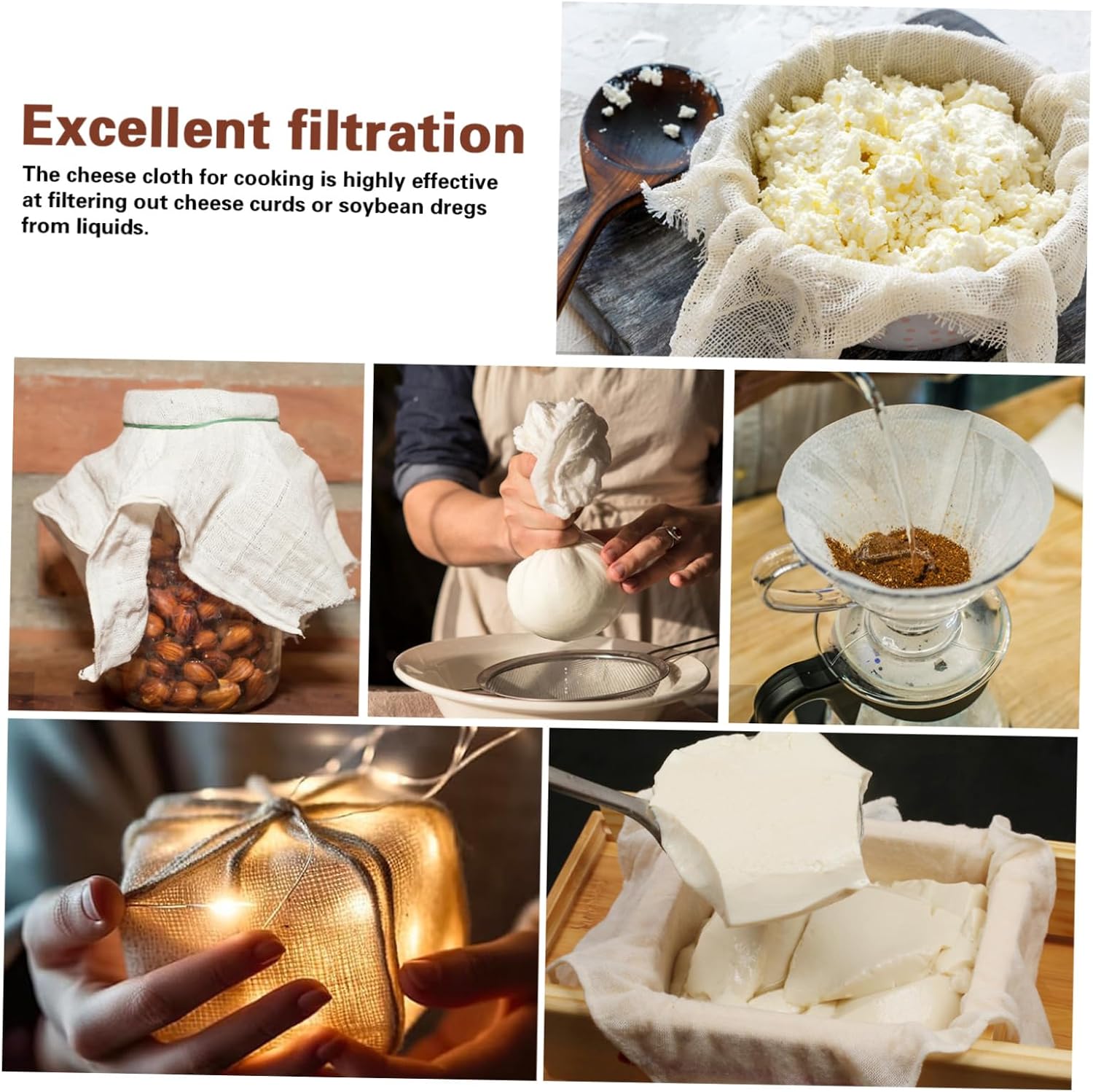 8 Pcs Cheese Cloths Reusable Gauze Strainer for Pastry Baking