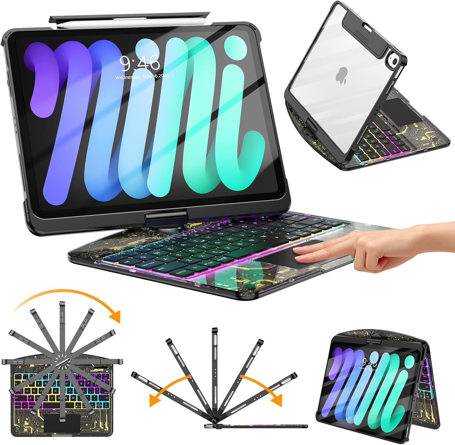 TSQQST 8.3" iPad mini case with trackpad and backlit keyboard