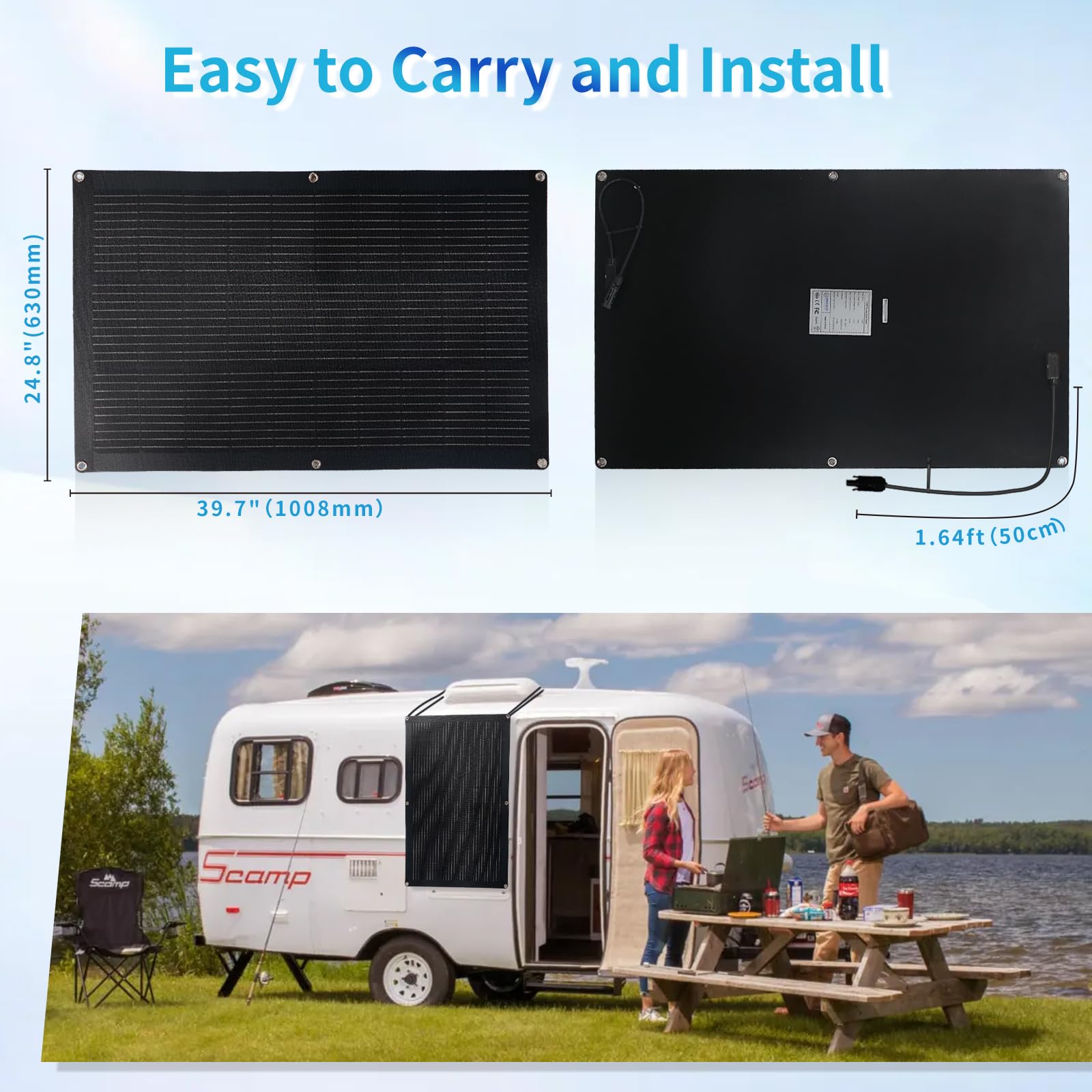 Pannello solare flessibile, 110 W, 20 V, 10 BB, monocristallino, portatile, leggero, pieghevole, per camper, barche, tetti, cabine, camper, superfici irregolari
