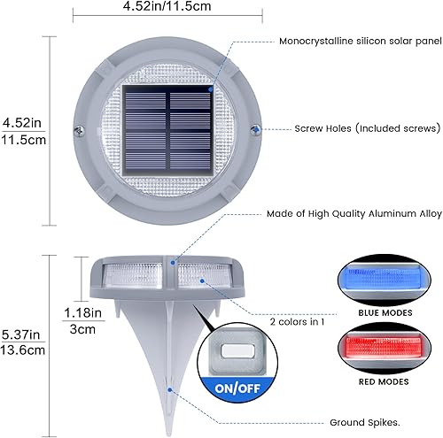 Miniatura 4 de Siedinlar Luces solares para terraza al aire libre, 2 modos, 16 luces LED para entrada, luz de muelle, funciona con energía solar, impermeable