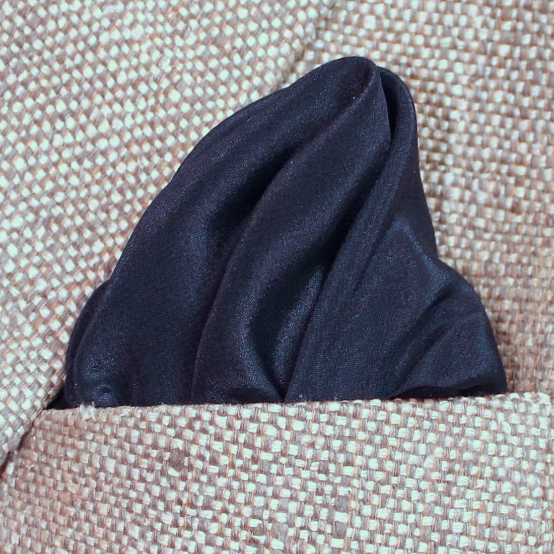Royal Silk Fine Navy Blue 100% Silk Pocket Square Full-Sized 16"x16"