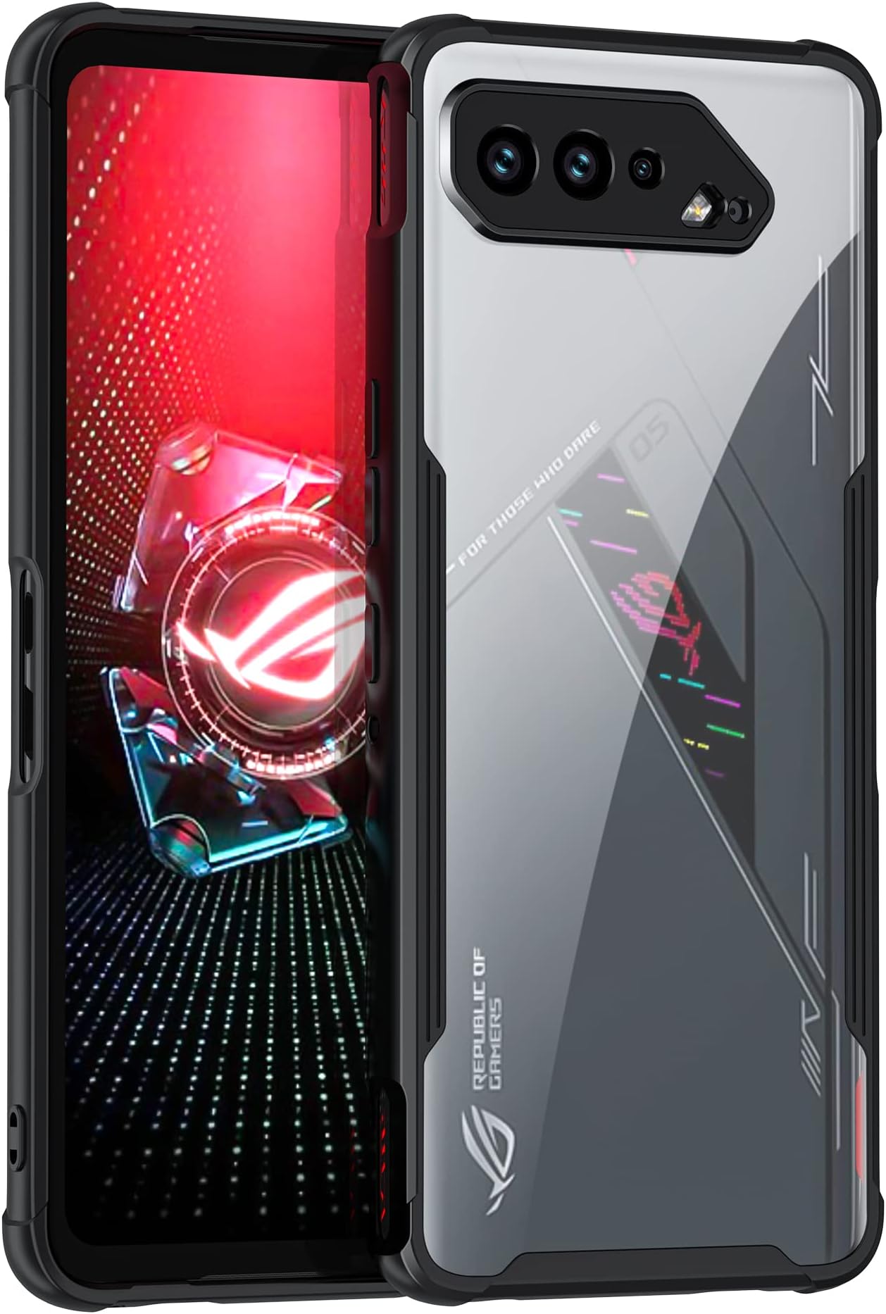 Fanbiya Armor for ASUS ROG Phone 5 / 5s / 5 Pro / 5s Pro / 5 Ultimate Case with Camera Protector, Soft Slim TPU Clear Acrylic PC Back Full Body Protection Cover, Heavy Duty Rugged Shockproof Case