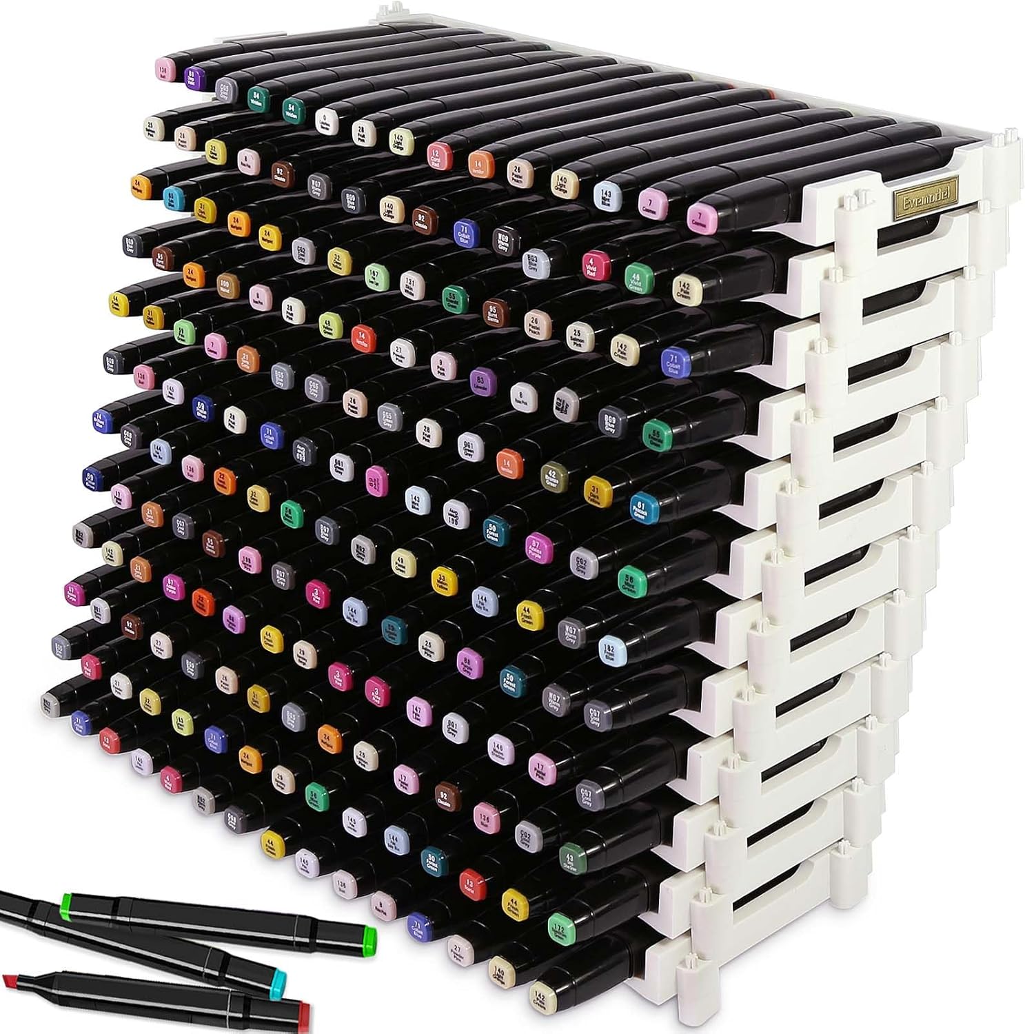 12 layers Universal Marker Storage Trays, Penholder Display for 180 Pens SN01W Pencil Organizer Holder for Desk (White-12 layers)