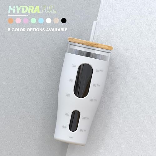 Miniatura 5 de Vaso de vidrio de 32 onzas con popote y tapa, tamaño perfecto para café helado, batidos, boba y jugo, botella de agua de vidrio de boca ancha con