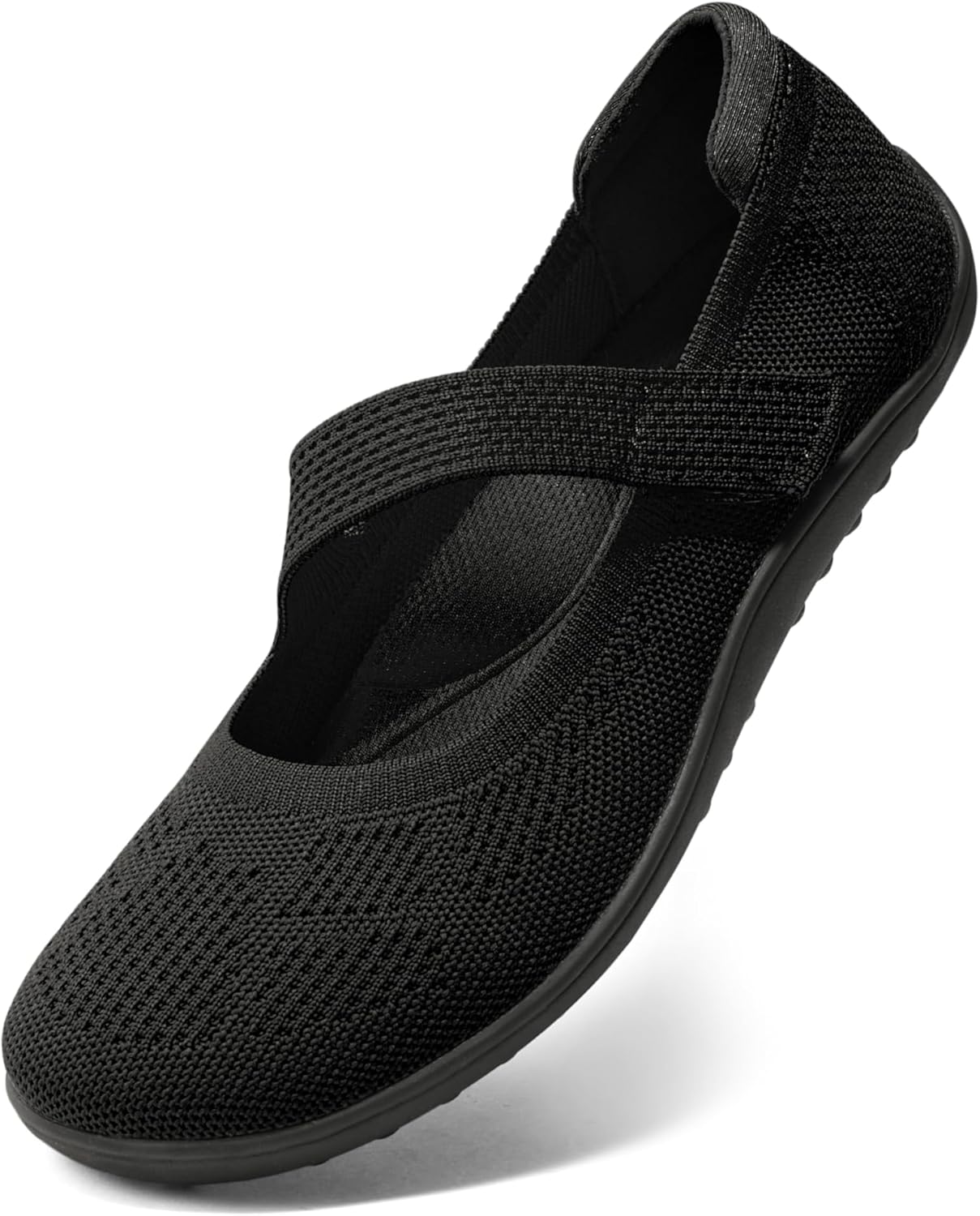 Arromic Wide Toe Box Flat Shoes Women Mary Jane Flat Shoes Comofortable Ballet Flat with Adjustable Straps Slip on Washable Knit Casual Flats