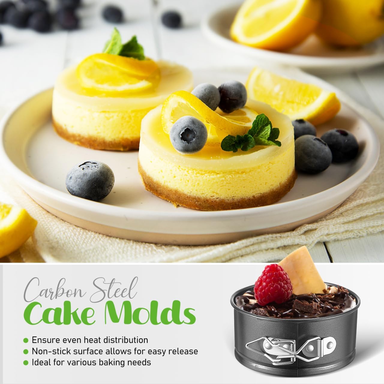 Toyvian 6-Pack Mini Springform Pans 4.72 Inch Round Cake Pans Non-Stick Leakproof Baking Molds for Cheesecakes Quiches and Holiday Desserts