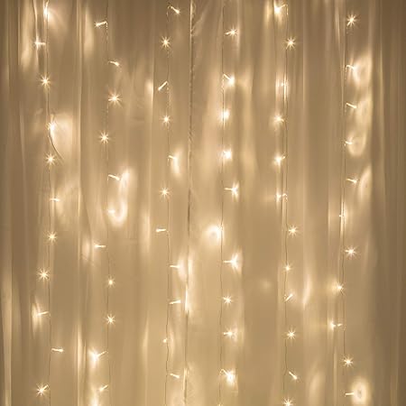 Amazon Com Merkury Innovations Curtain Lights Cascading Battery Operated Led Lighted Backdrop Curtain For Bedroom Wedding Decoration Or Christmas Warm White Home Improvement