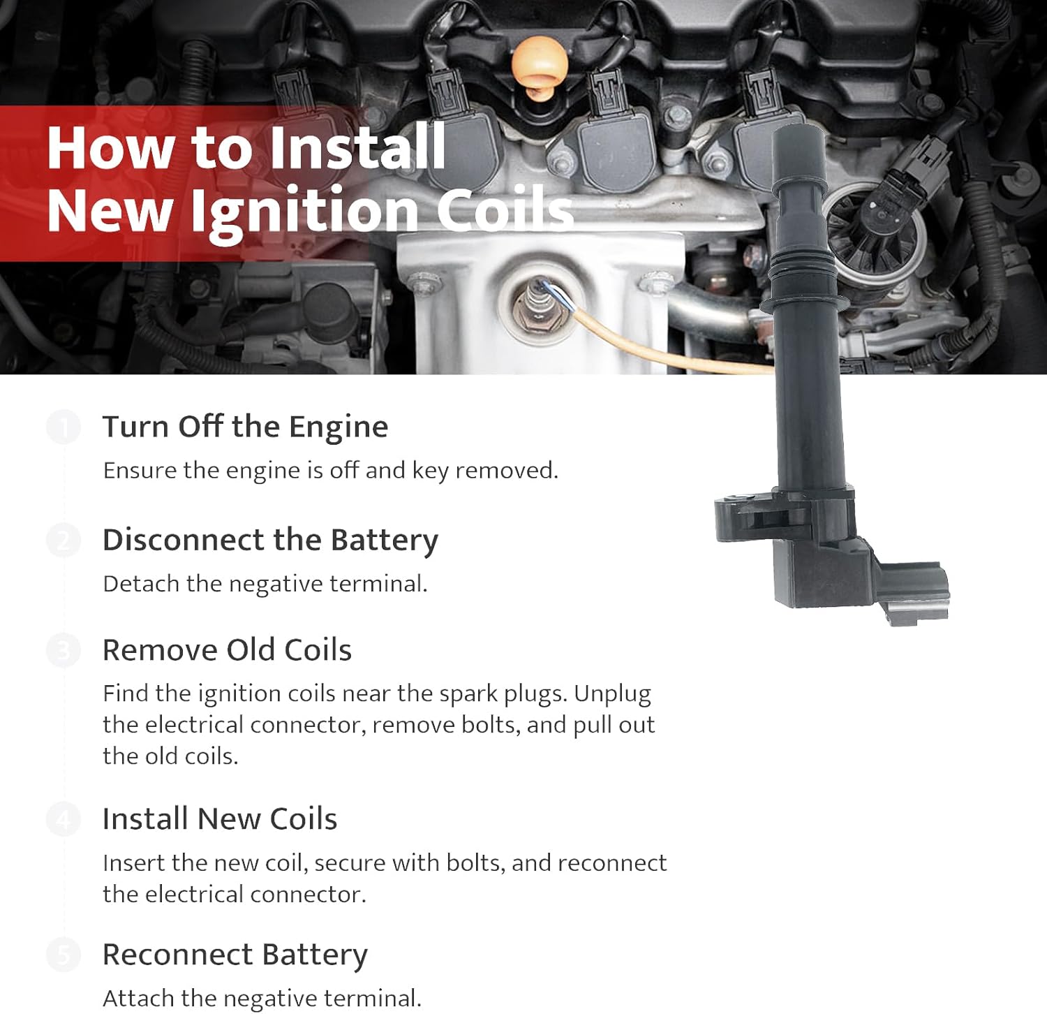 Ignition Coil Pack & Spark Plugs fit for 4.7 3.7 V6 V8 99-07 Jeep Grand Cherokee Dodge Ram 1500 Durango Dakota, 1999 2000 2001 2002 2004 2005 2006 2007 3.7L 4.7L, UF-270, Set of 8