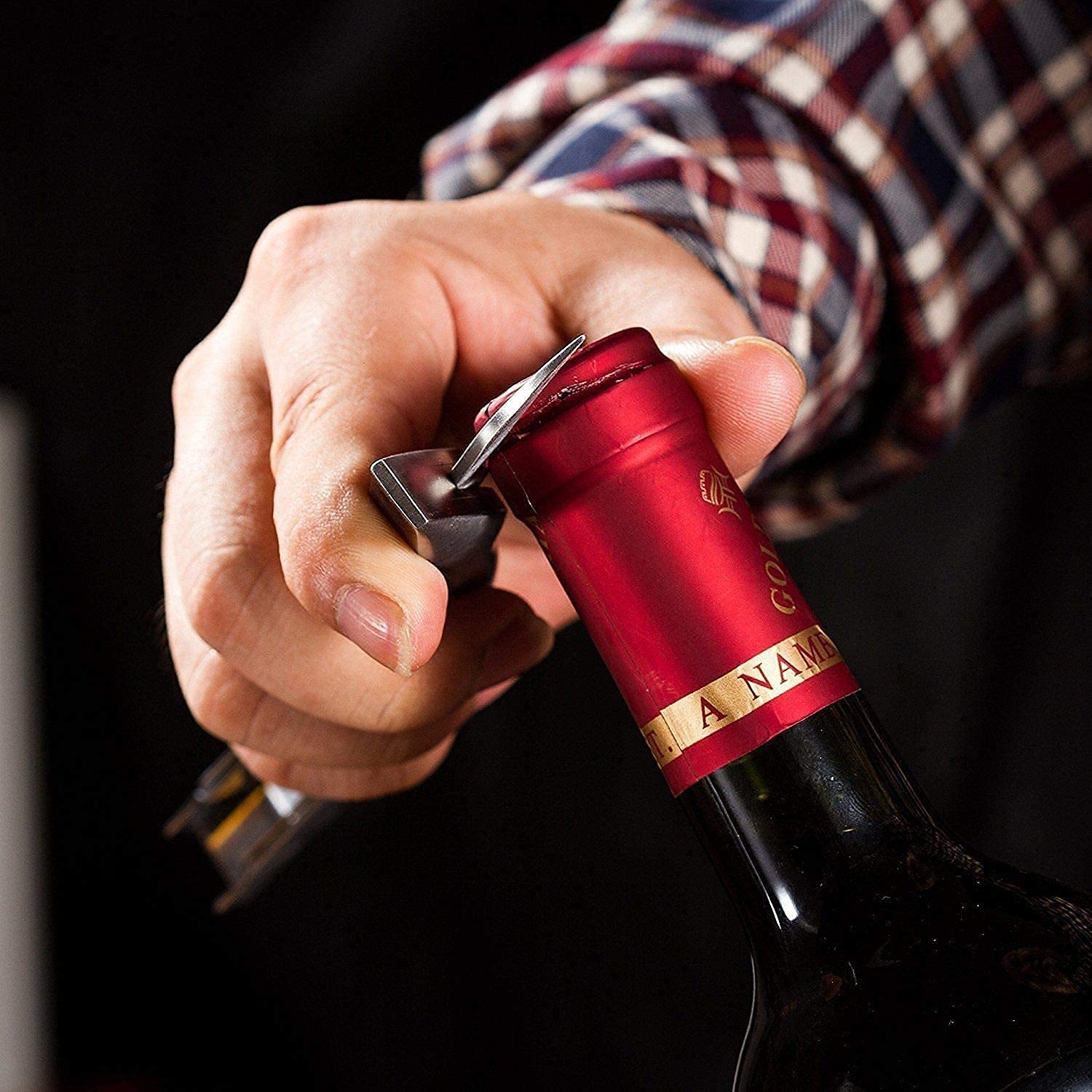 Cavatappi Professionale Portatile Vino, Apribottiglie di Qualità per Sommelier e Camerieri e Baristi, Cavatappi multifunzionalee Bottigliaaccessori, Adatto per Cucine, Picnic, Bar...