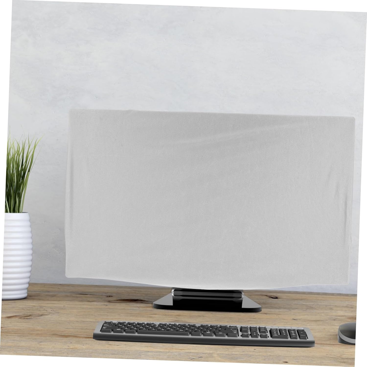 Healifty Elastic Computer Monitor Cover Silver Stretchy Dust Protector for Flat Curved Screens Desktop Screen Guard Compatible with Home and Office Use Lightweight and Portable Design