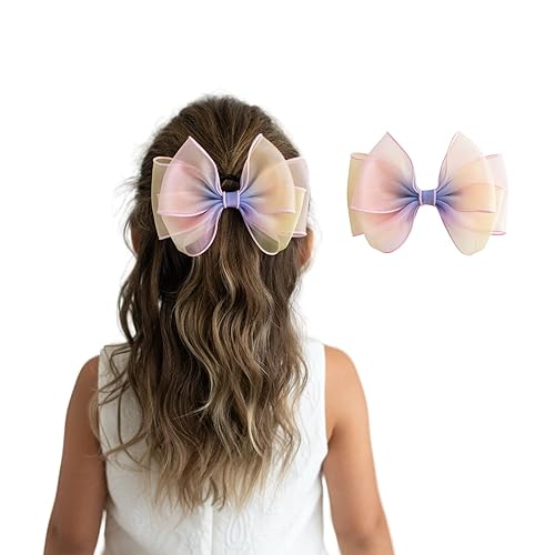 Pinza para el pelo de organza con lazo grande, para niñas y mujeres, accesorio para el cabello ideal para cumpleaños, uso diario, vacaciones y