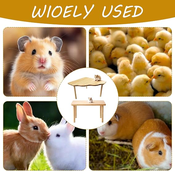 2Pcs Hamster Platforms, Hamster Cage Accessories, Wooden Platforms for Small Animal Cages Suitable for Hamsters, Chinchillas or Other Small Pets