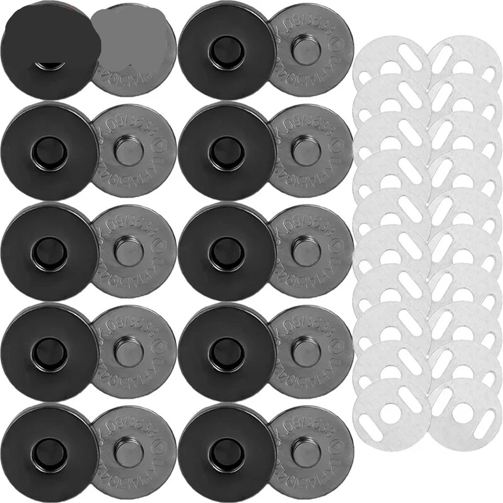 Magnetic Press Studs 5/10Sets Magnetic Snap Fasteners Clasps Buttons Handbag Purse Wallet Craft Bags Parts Accessories Adsorption Buckle(Black-10SETS,1.4cm)