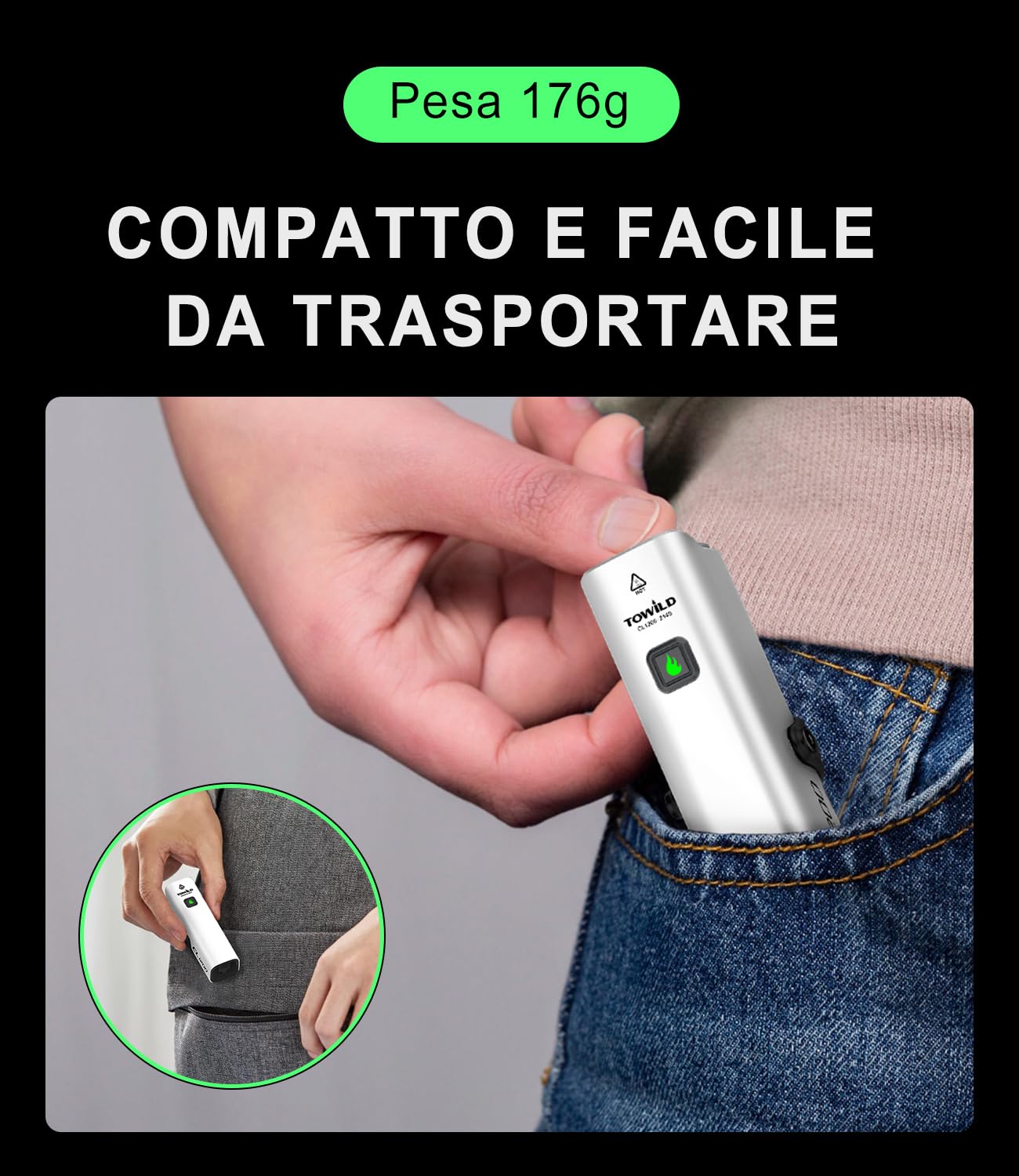 towild Ciclismo Luci Bici Luce Anteriore della Bicicletta, Bici fari 1200 Lumen 5000mAh Ricaricabile Installazione inversa Type-C IPX-6 Impermeabile 5 modalità Luci Bicicletta Led Ciclo Faro