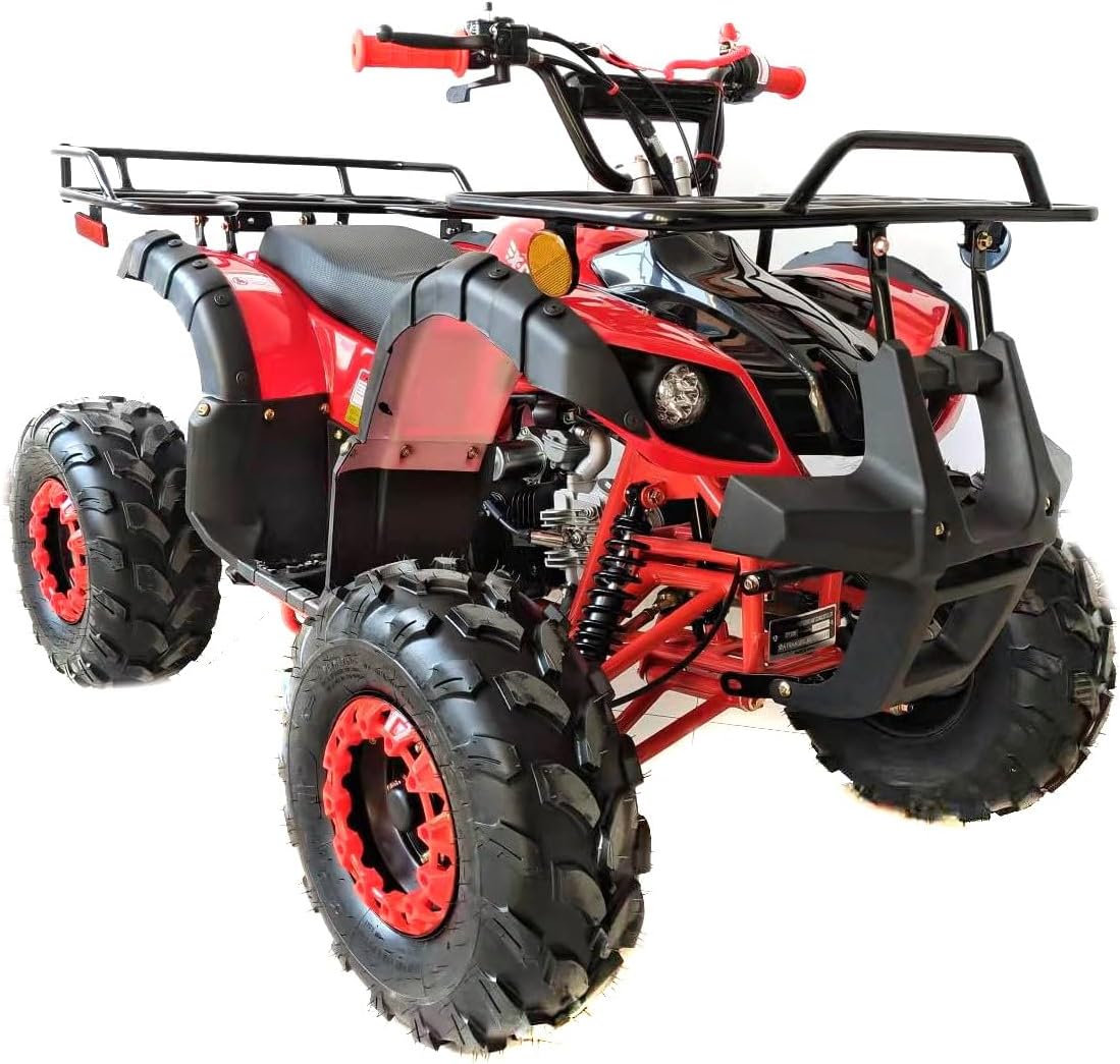 HHH 125cc ATV for Youth Sports Utility Gas Sports ATV with Reverse Led Lights Matching Rims Youth Quad Big Tires 18/19 inch Wheels (Black)