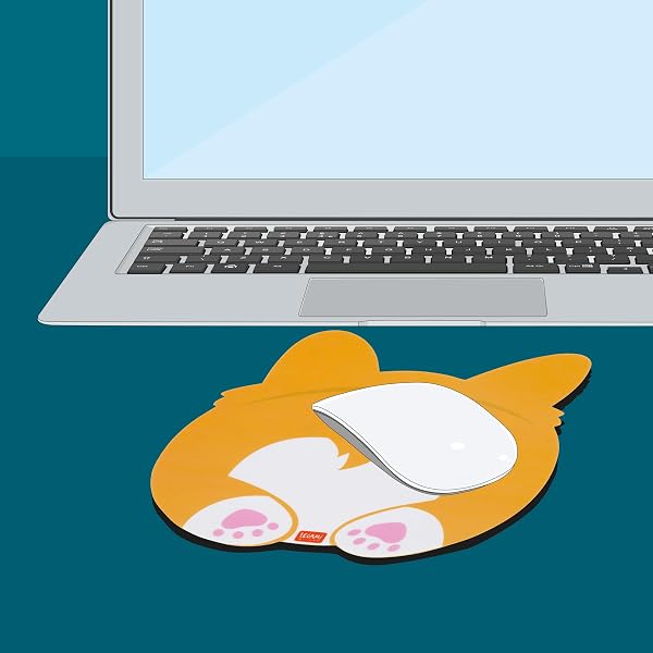 Legami - Tappetino per Mouse, Mousepad con Superficie Antipolvere e Antiriflesso in PVC, Base in Gomma Antiscivolo, Tema Corgi, 22,3 x 23,3 cm - 1