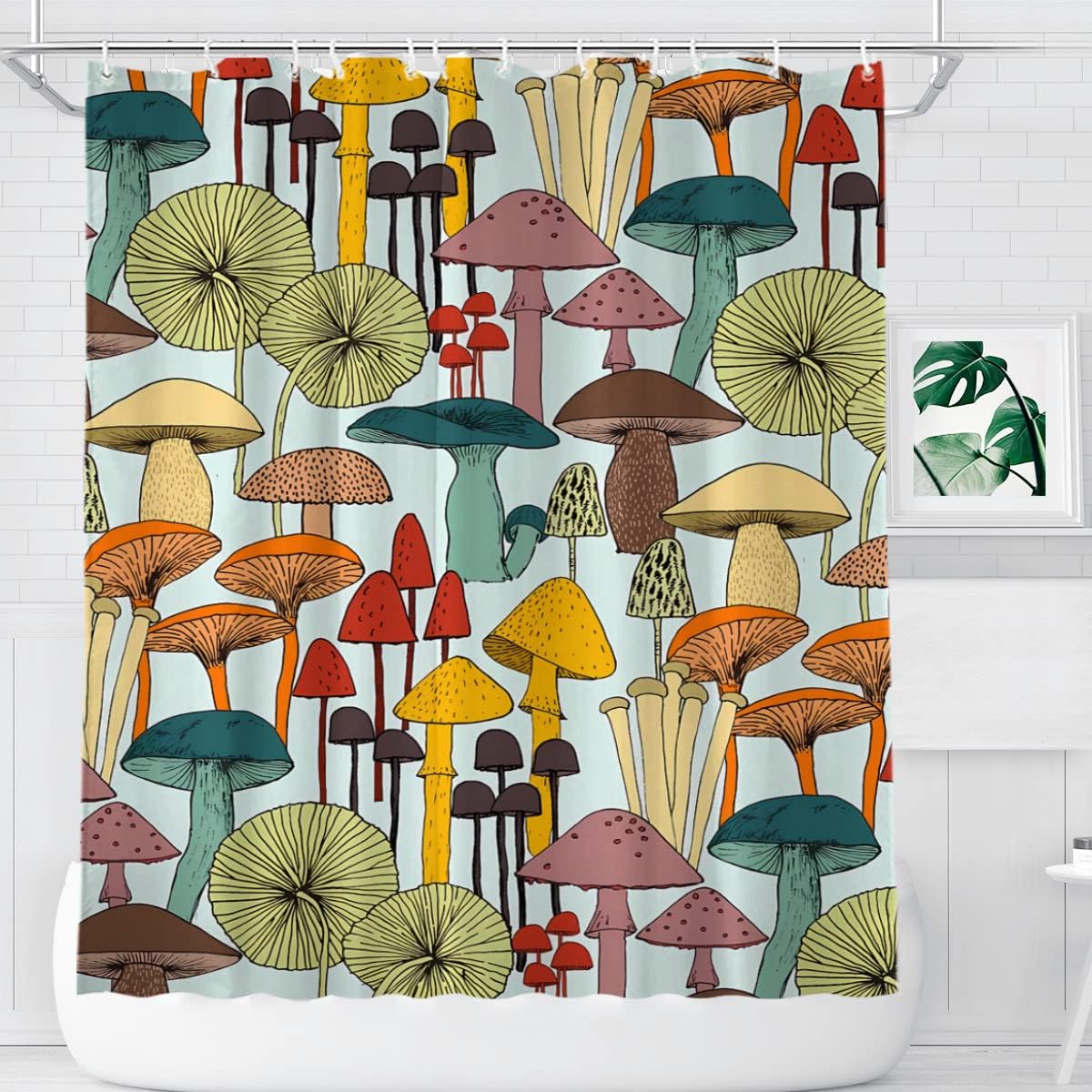 Mushroom Shower Curtain Cartoon Fun Mushroom Bohemian