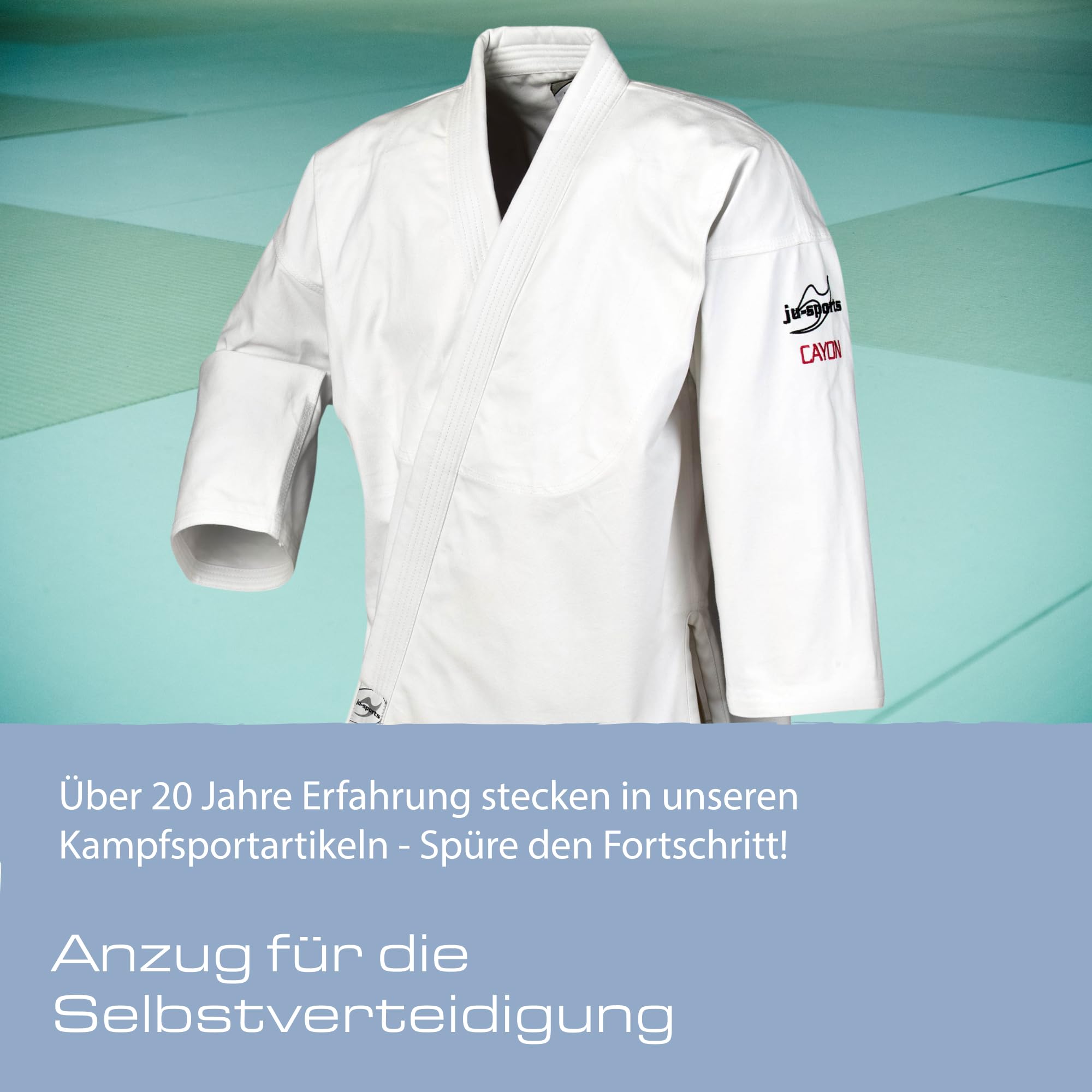 Ju-Sports Jujutsu Anzug Cayon weiß - Moderner Gi für Erwachsene & Kinder 100% Baumwolle, Reißfester Stoff, Doppelt verstärkter Brust- & Schulterbereich