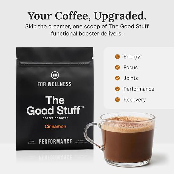 The Good Stuff | Cinnamon Coffee Booster | Healthy Coffee Creamer for Focus & Energy | Keto, Non-Dairy Creamer Powder with MCT Oil, Collagen & L-Theanine | 30 Servings