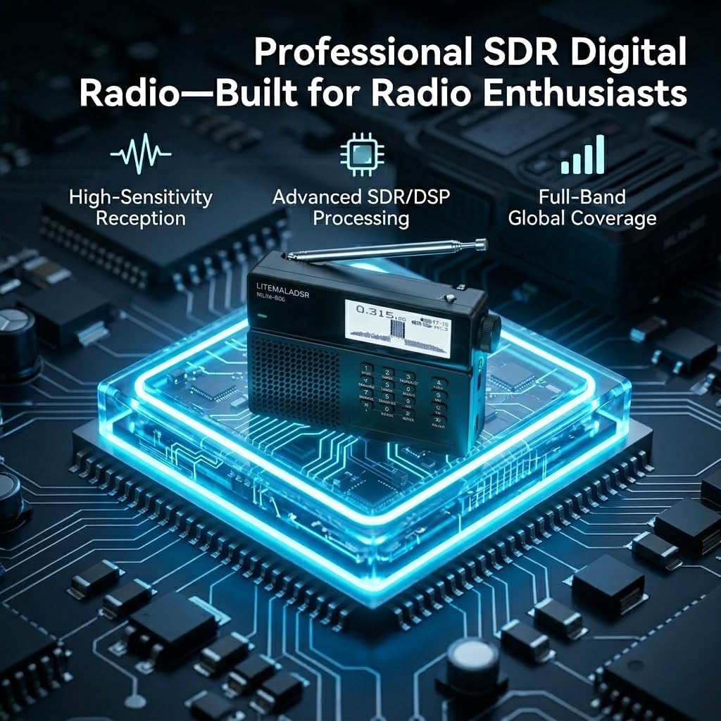 2026 Upgraded MLite-880 Portable All-Band DSP/SDR Radio Receiver, V2.1.0 Shortwave Radio with Spectrum Display, 5000mAh Battery & Bluetooth