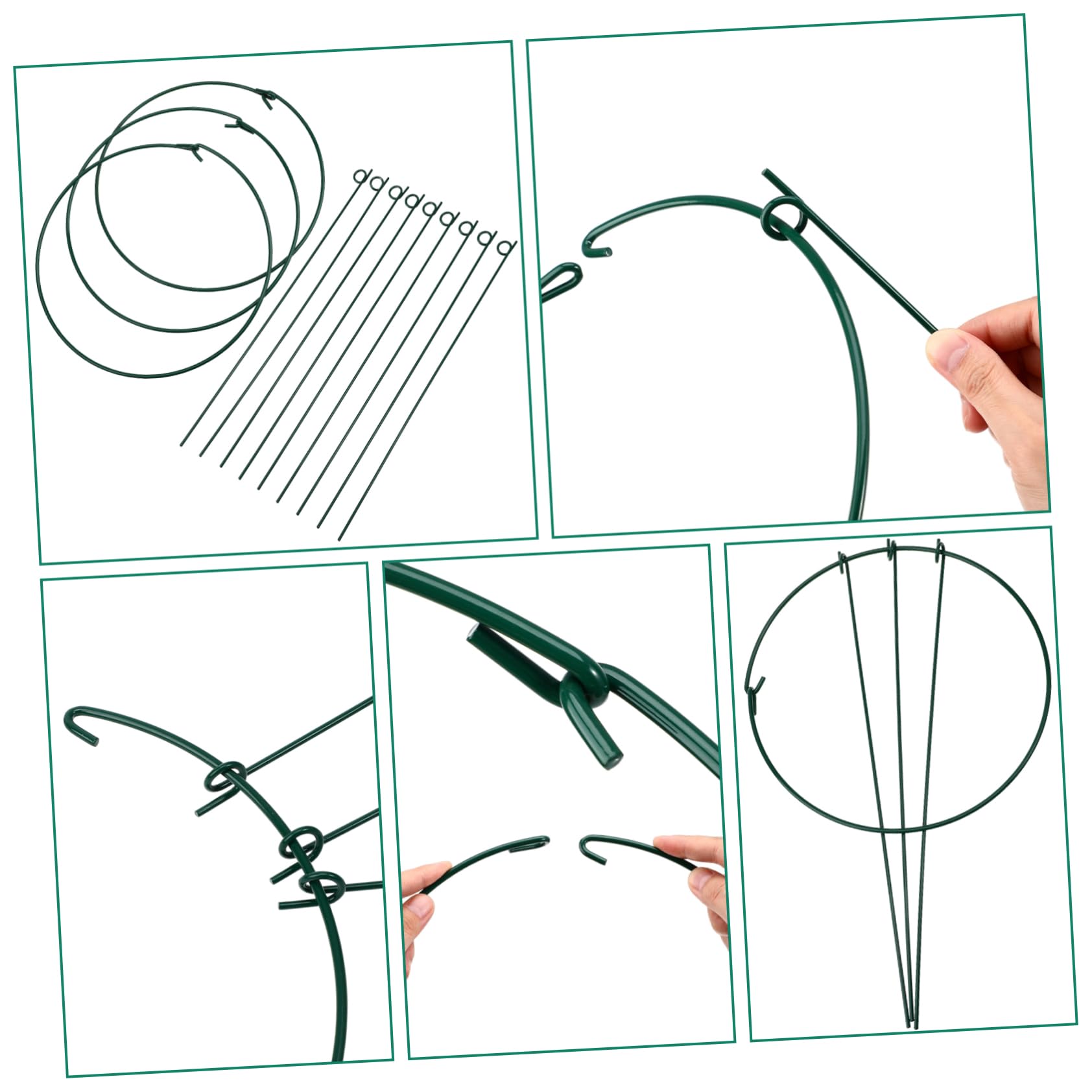 Lot De 3 Tuteurs pour Plantes Grimpantes Verts 25/40 Cm pour Jardin Et Intérieur, Supports Robustes en Fer Revêtu, Structure Compacte Et Détachable Adaptée Au Soutien Floral