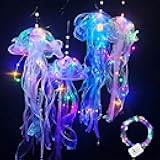 Jellyfish Decor, 4 Pcs Jellyfish Lanterns Lamp for Mermaid Theme Party, Hanging Colorful Jelly Fish Decoration Lights for Birthday Party Under The Sea Party Decoration for Women Girl Baby (4 Colors)
