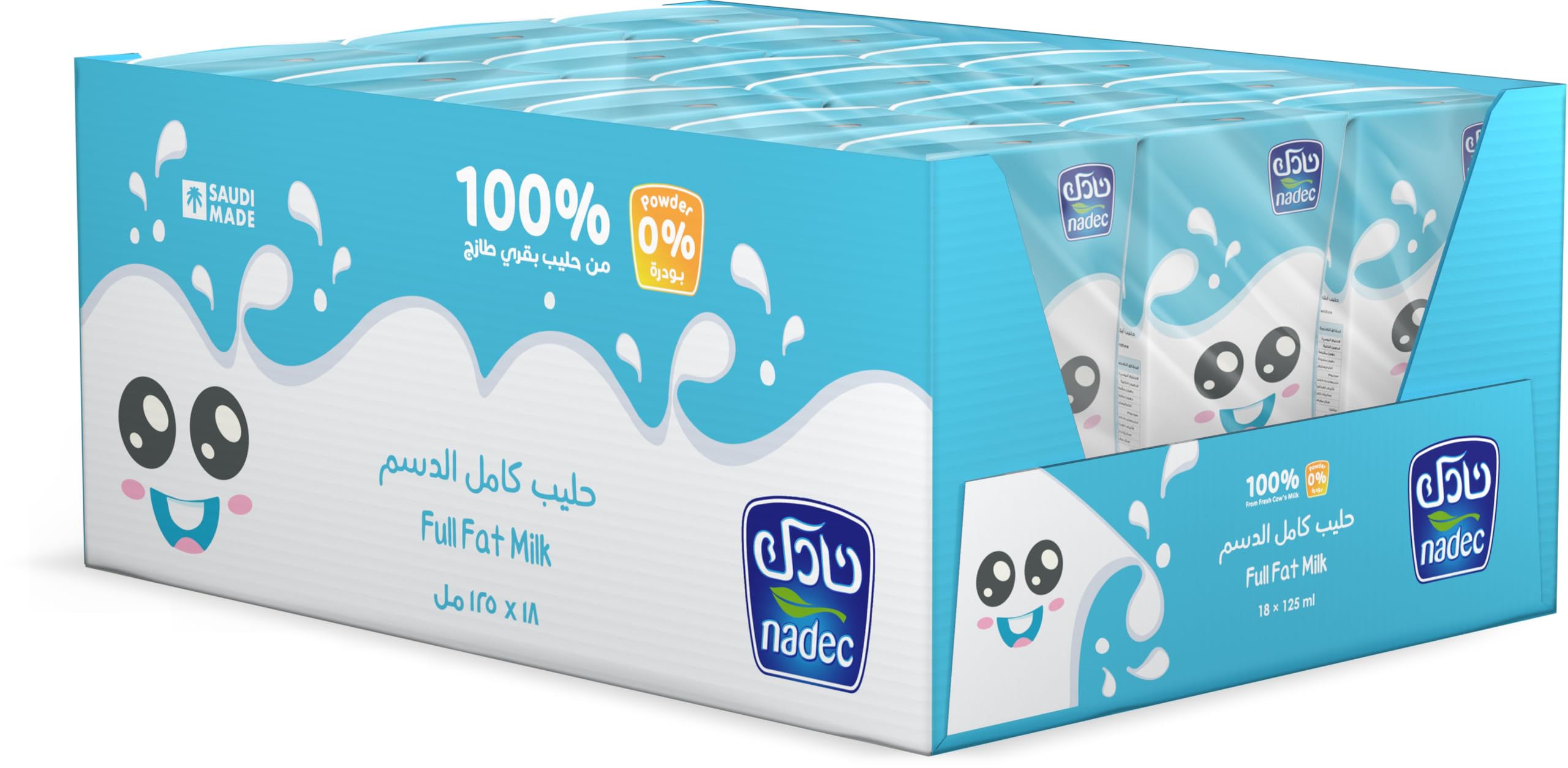 Nadec Full Fat Uht Milk, 18 X 125 Ml