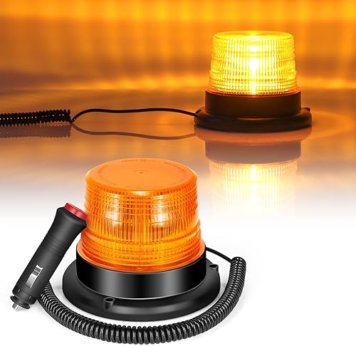Dinfu Luz estroboscópica LED, luces de advertencia ámbar, luz intermitente de emergencia con imán para vehículo, carretilla elevadora, tractor,