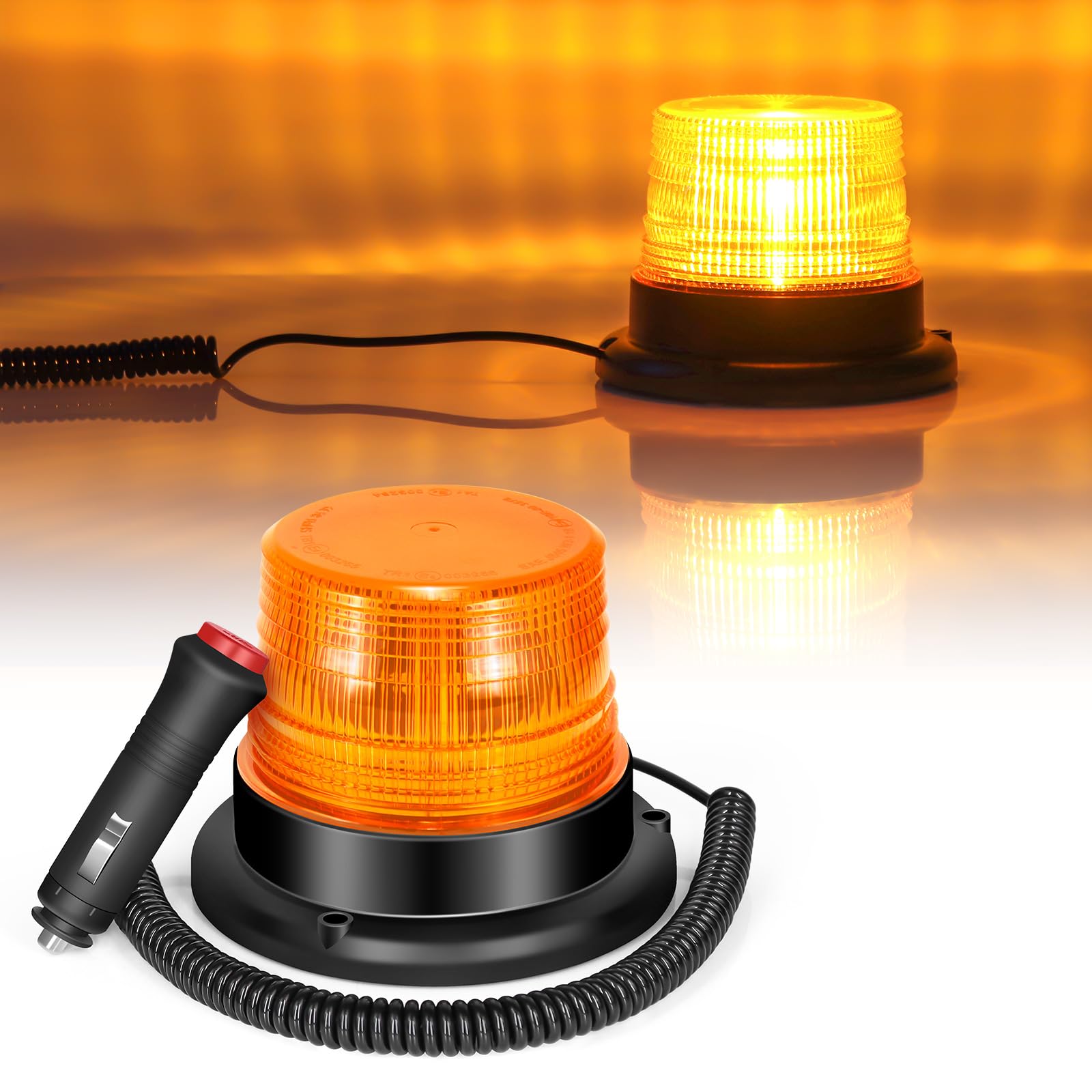 Dinfu LED Strobe Light,Amber Warning Lights,Emergency Flashing Beacon Light with Magnetic for Vehicle Forklift Truck Tractor Golf Carts UTV Car Bus