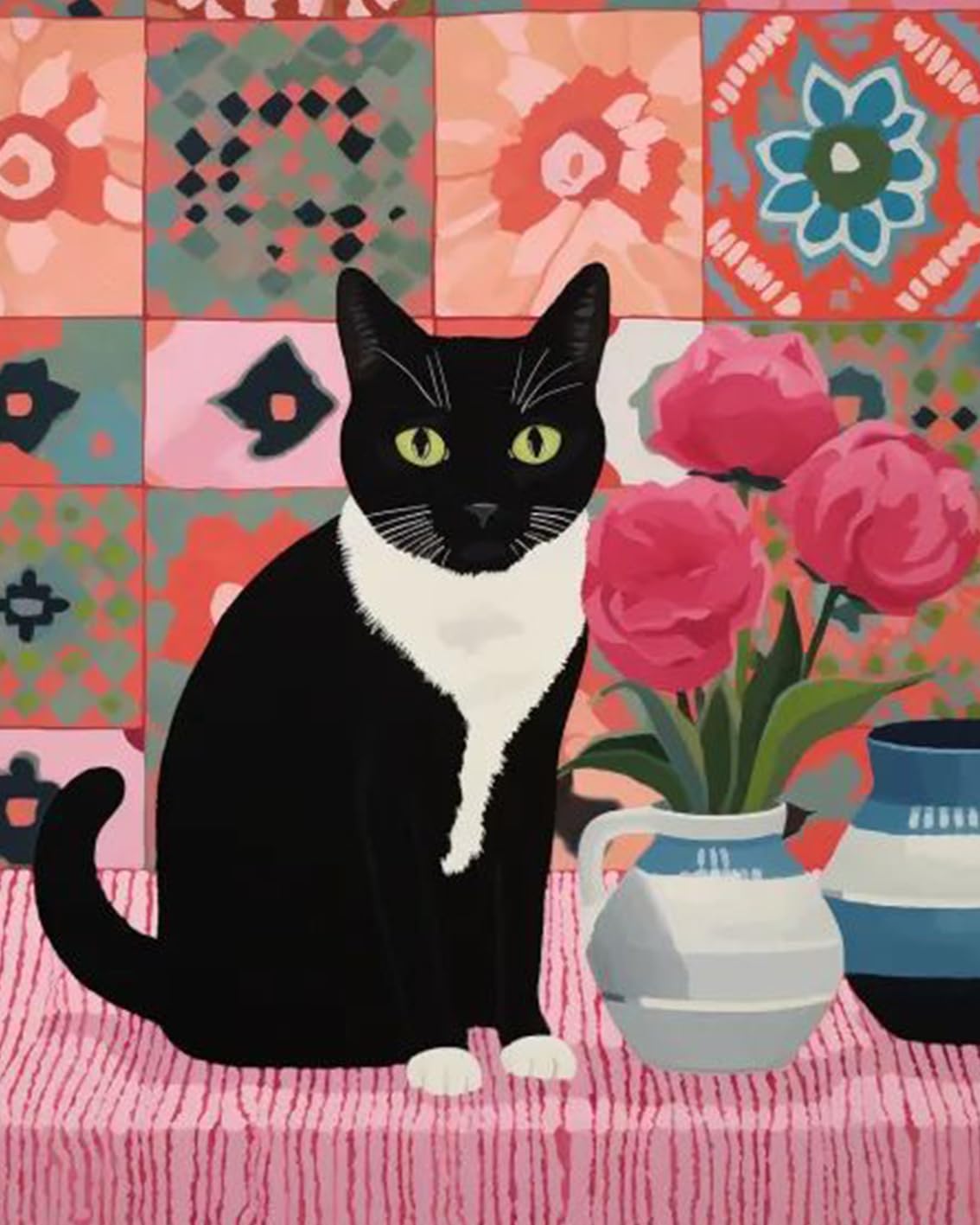 Peinture par numéros chat adulte kit complet toile de peinture acrylique 40x50 cm de loisir