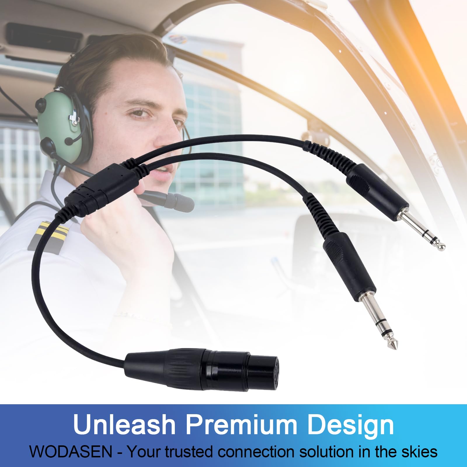 WODASEN Adattatore per cuffie aviation AB-GA 5 pin femmina Airbus XLR a GA Dual Plug Cavo connettore per pilota elicottero aviazione generale Adattatore per cuffie Twin Plug