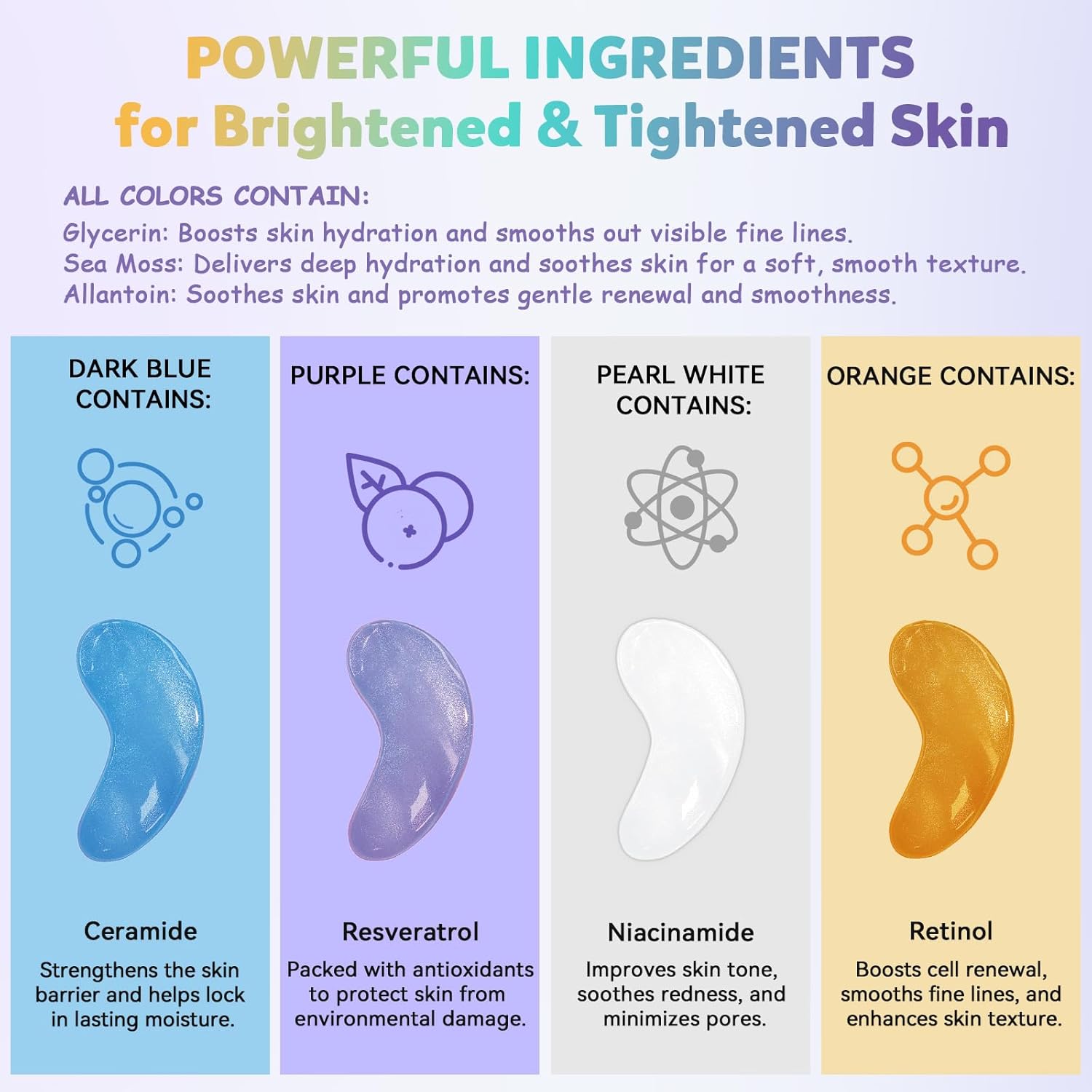 Under Eye Patches Variety Pack (24 Pairs), Valentine's Day Gifts for Her, Eye Masks for Dark Circles Puffy Eyes With 8 Colors (3 Pairs/Color), Vegan Skin Care Gifts for Women - Image 6