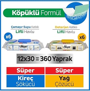 Sleepy Easy Clean Süper Yağ Çözücü&Kireç Sökücü Havlu Karma Paket 12X30 (360 Yaprak)