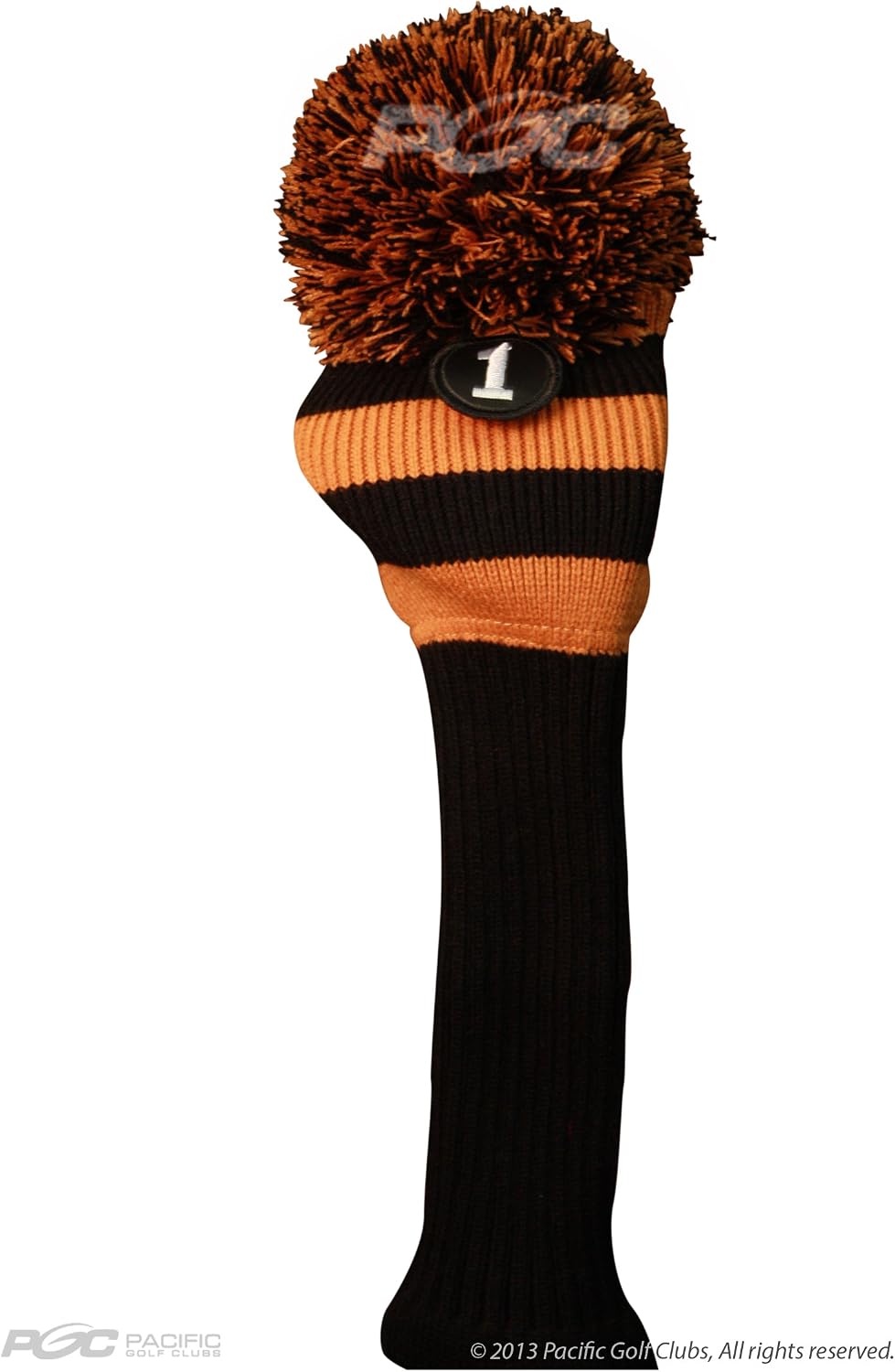 Majek Golf Club Head Covers: Black & Orange Limited Edition Tour Knit Retro Old School Vintage Stripe Pom Pom Throwback Classic Long Neck 460cc Driver Fairway Metal Wood Woods Drivers Headcovers