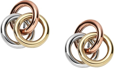 Fossil Orecchini da donna in acciaio inossidabile tonalità oro rosa con chiusura a perno/studente