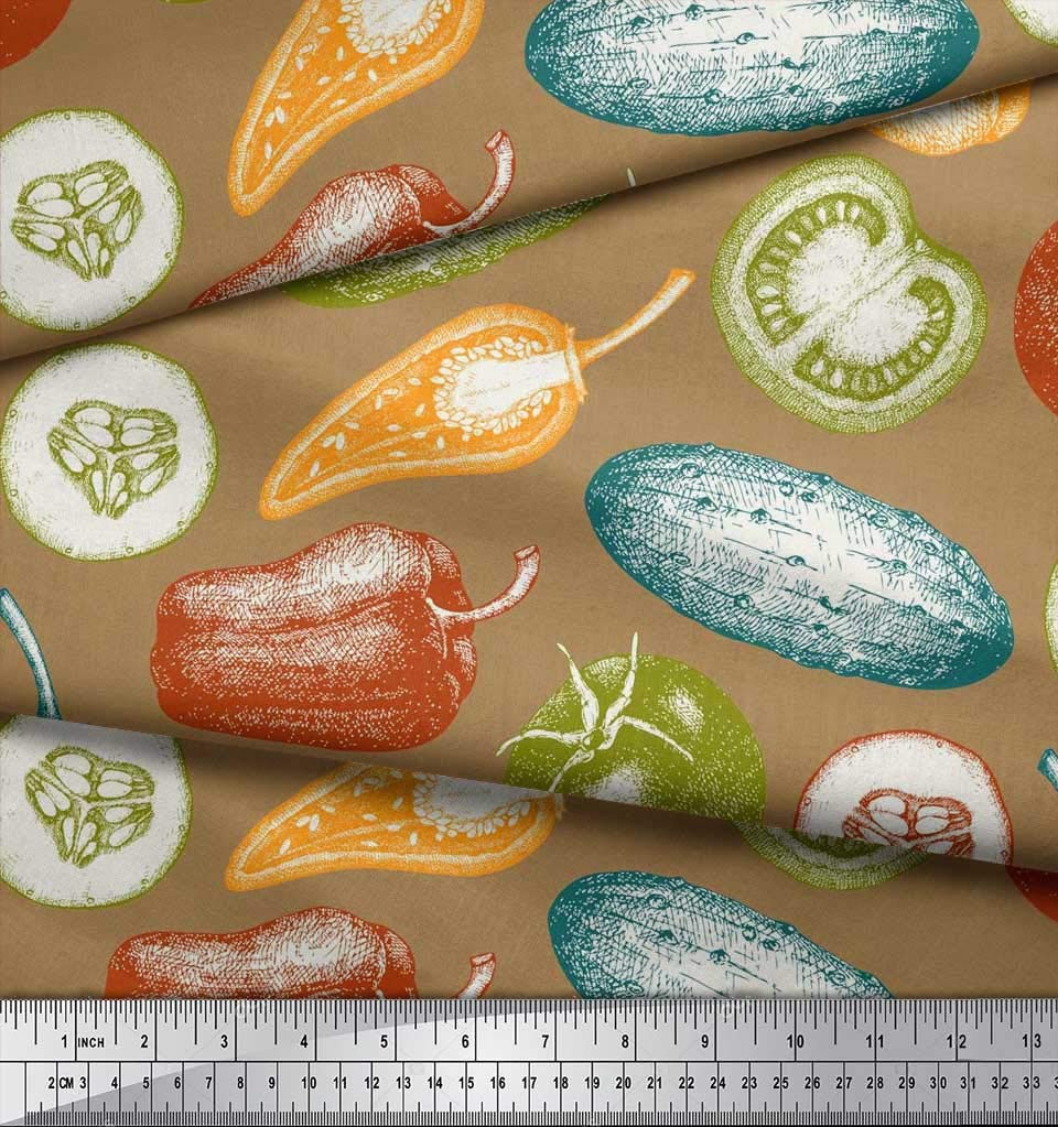 Soimoi Baumwoll-Voile Stoff Mit Tomaten-Druck – 1 Meter, 107 Cm Breit, Für Kleider, Blusen & Mehr