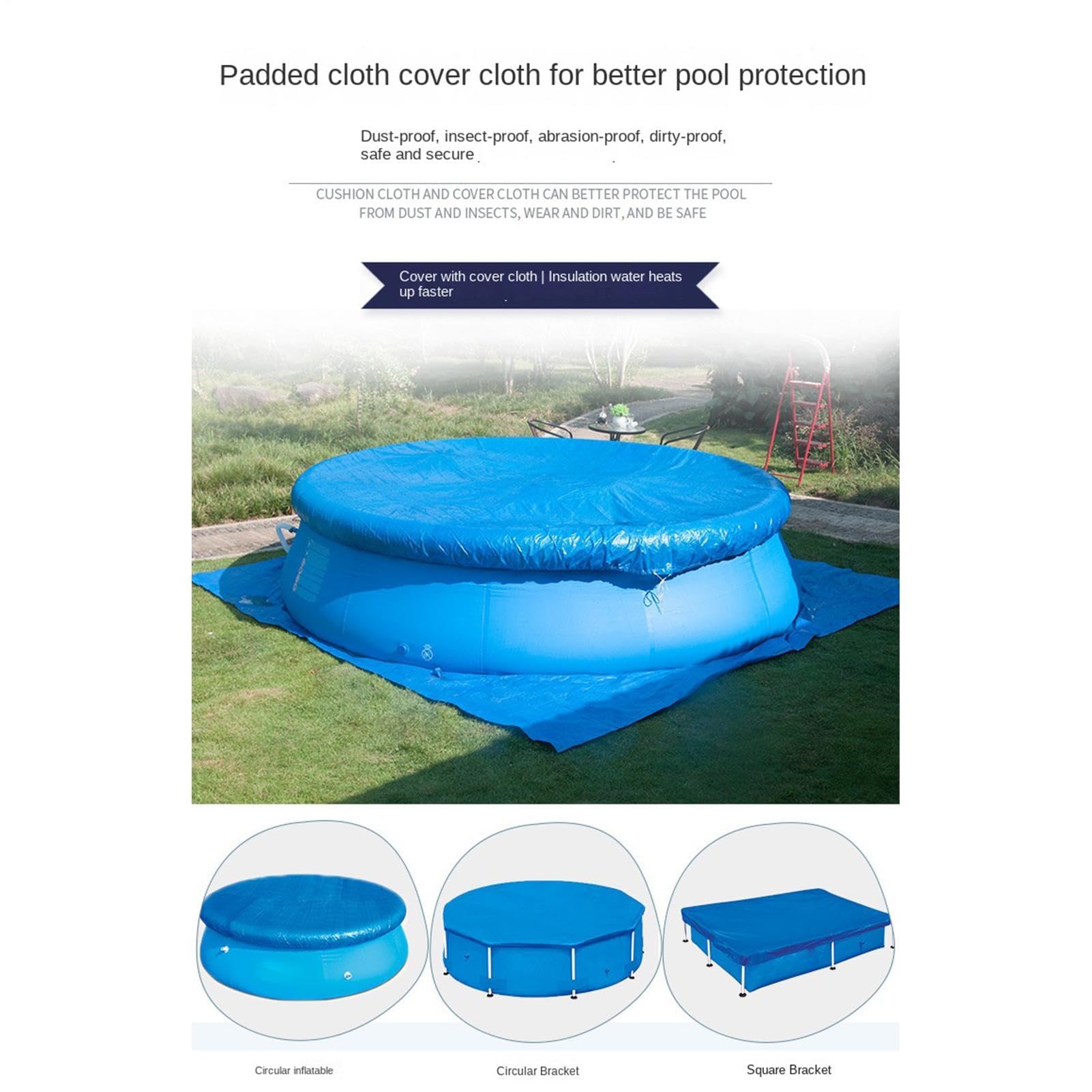 Alfombra de Protección para Suelo de Piscina Manta Protectora para Base | Acolchado Protector Para Piscina Para Hormigón Cemento Terraza Jardín Patio Acampada Verano