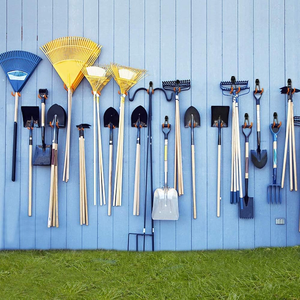 Garage Hooks, 12 Pack Heavy Duty Garage Storage Hooks Steel Tool Hangers for Garage Wall Mount Utility Hooks and Hangers with Anti-Slip Coating for Garden Tools Organizer, Ladders, Bikes, Bulky Items - - 