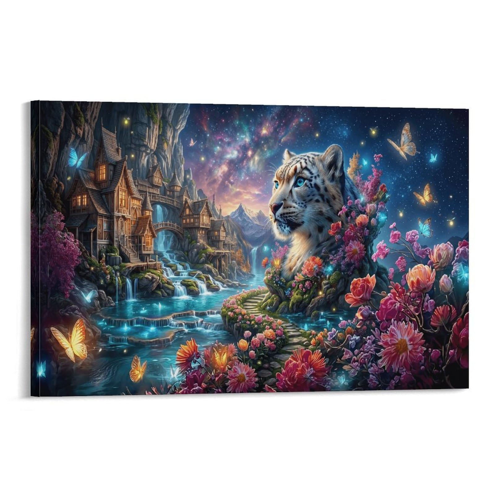 XPASHIQWC Leopard Poster Artwork Cabin Stream Canvas Prints Picture Modern Wall Art Picture Wall Hanging for Home Decorations 20x30inch(50x75cm)