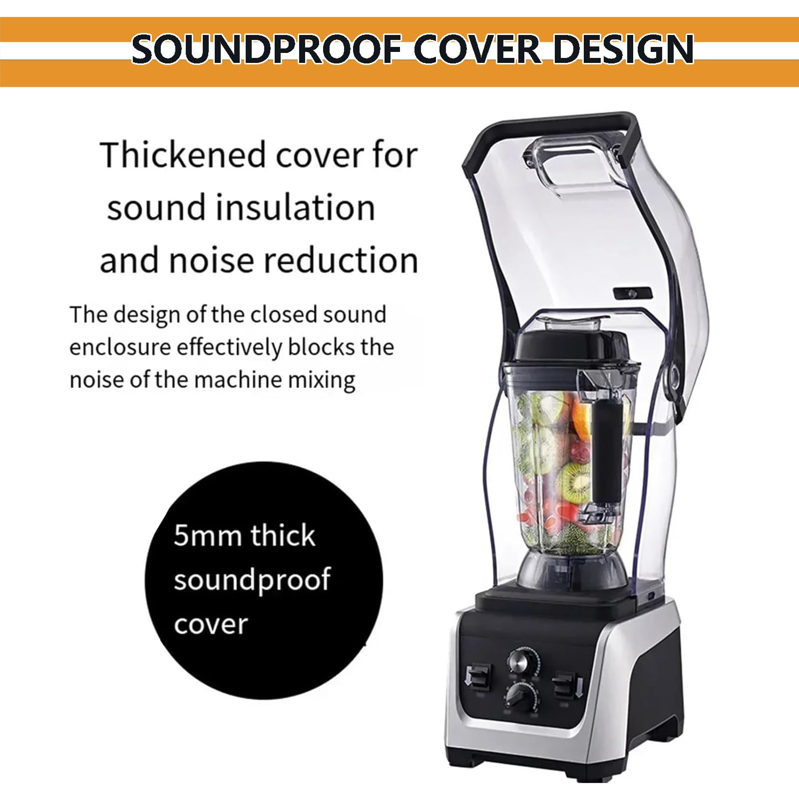 Electric Stand Mixer, Countertop Blenders Smoothie Maker, Food Processors with 5MM Soundproof Cover & Double Stirring Blades,For Kitchen