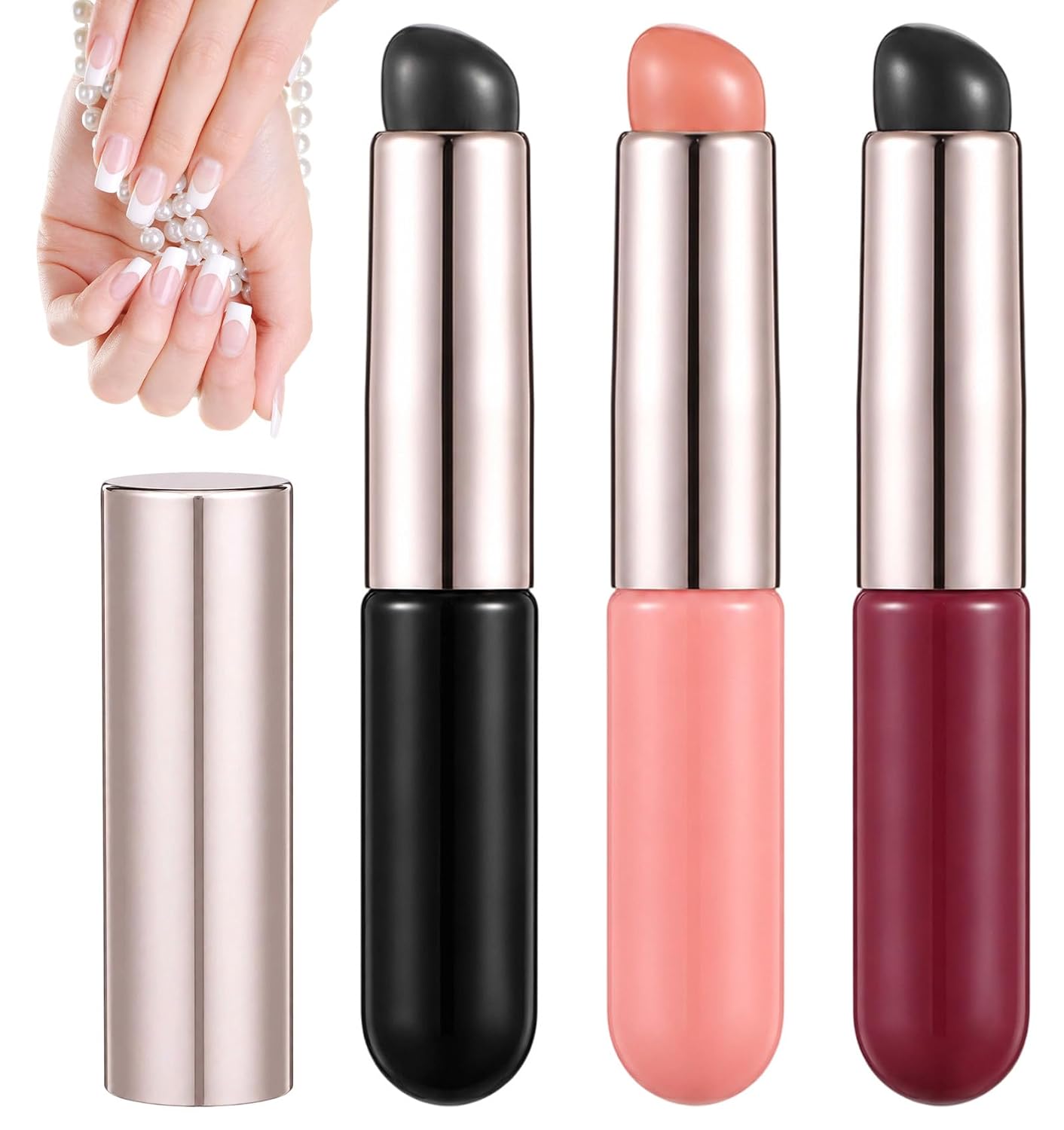 6 Pcs Chrome Nail Powder Applicator, Silicone Chrome Applicator for Nails