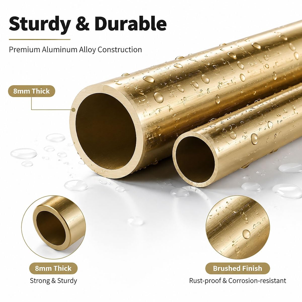 Regalschutzleiste aus gebürsteter, goldfarbener Aluminiumlegierung – Robuste Schranksicherung für sichere Aufbewahrung, stilvolles Aufbewahrungsaccessoire für Zuhause, ideal für Küche und Wo