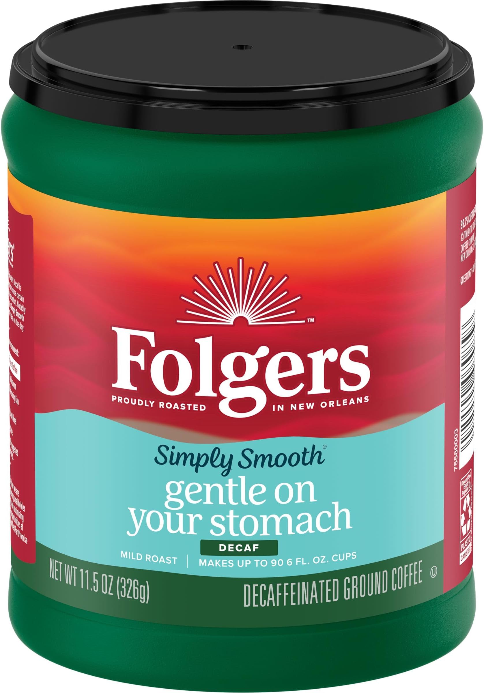 Folgers Simply Smooth Decaf Coffee, 11.5 Ounce