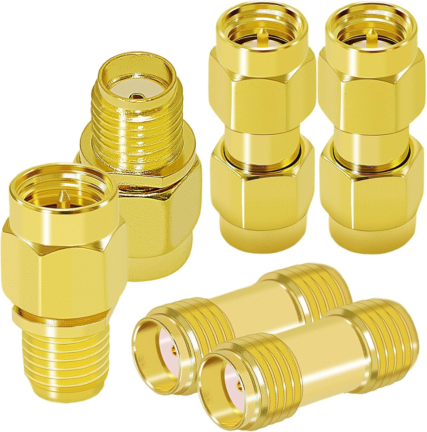 Kit de 6 adaptadores SMA CNARIO, macho/hembra, dorado