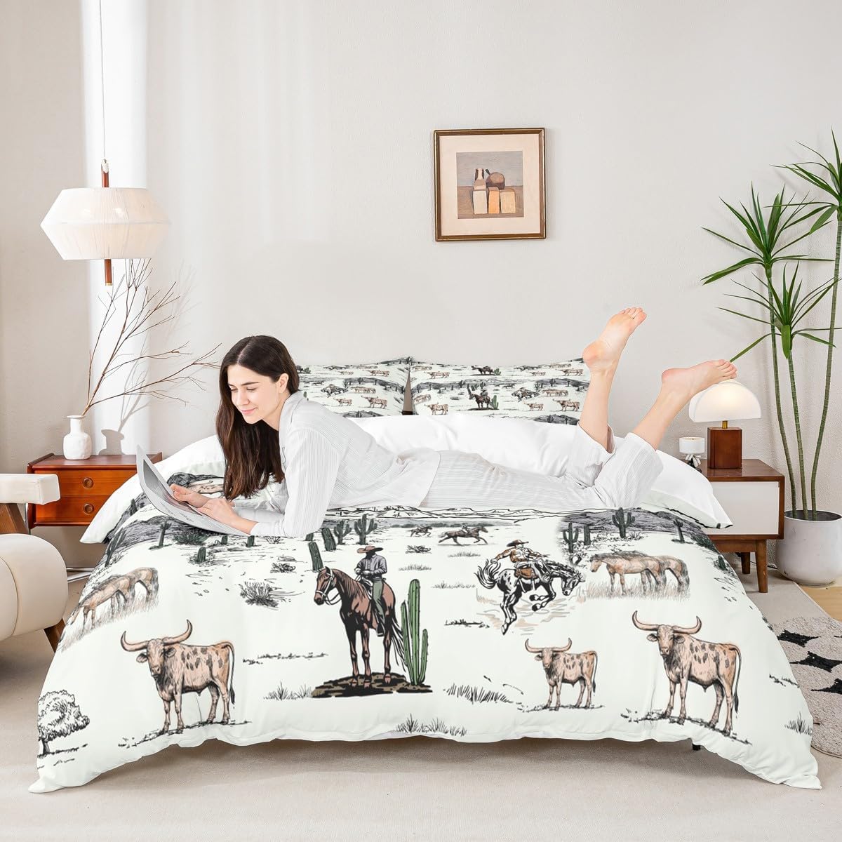 Housse de couette style sud-ouest vintage et taie d'oreiller de qualité