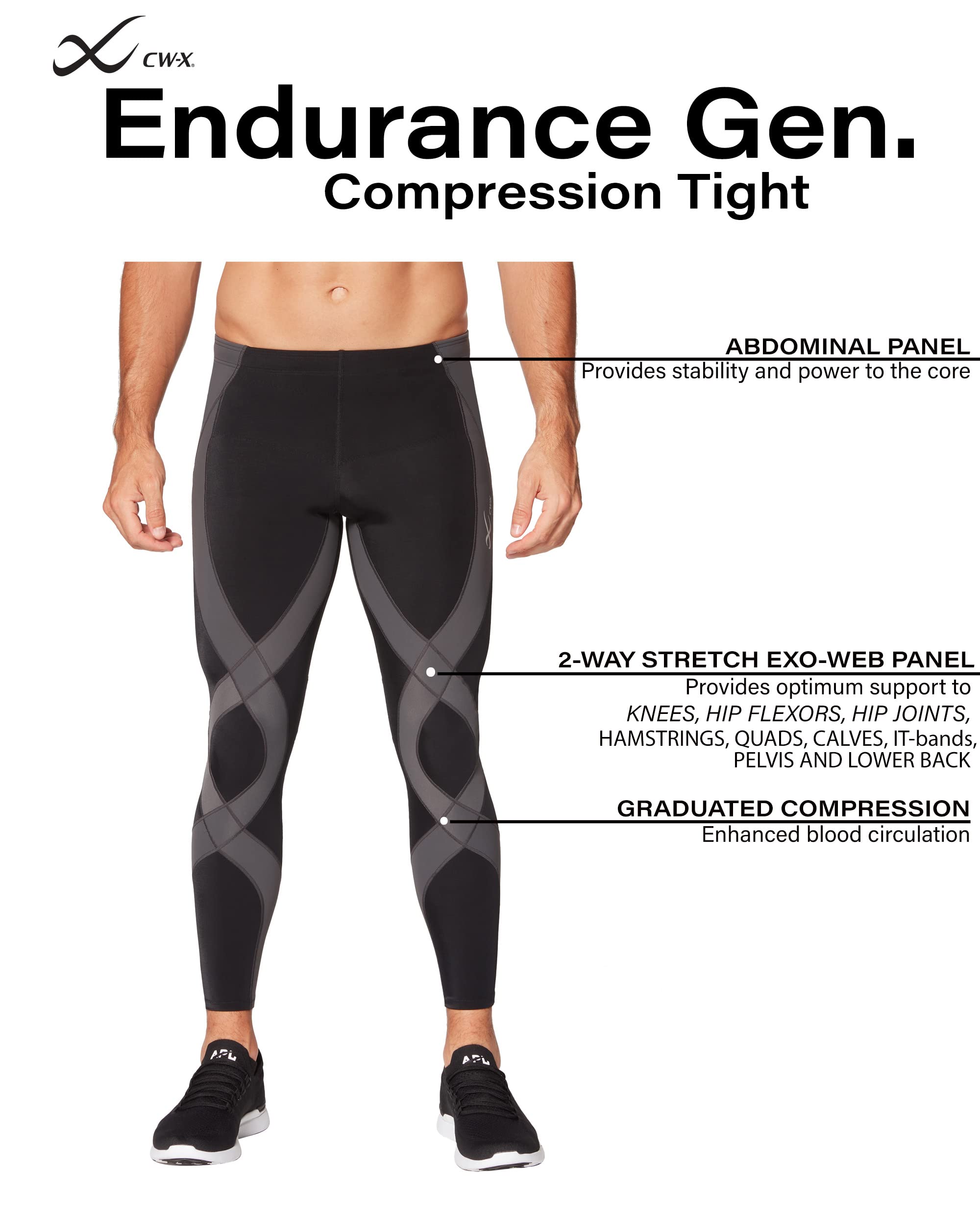 CW-X Pantalones de compresión ajustados de compresión para hombre Endurance Generator Joint and Muscle Support