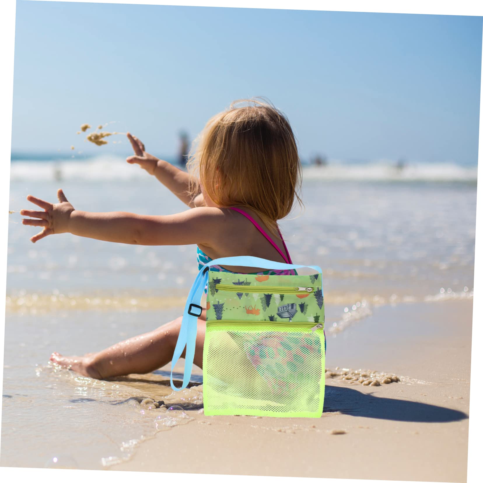 STOBOK 5 Pz Borsa Da Spiaggia Borse Di Conchiglie Di Mare Per Custodia Borse Giocattolo Da Spiaggia Per Bambini Giocattoli Da Esterno Rete Cerniera Viaggiare Conchiglia Di Mare