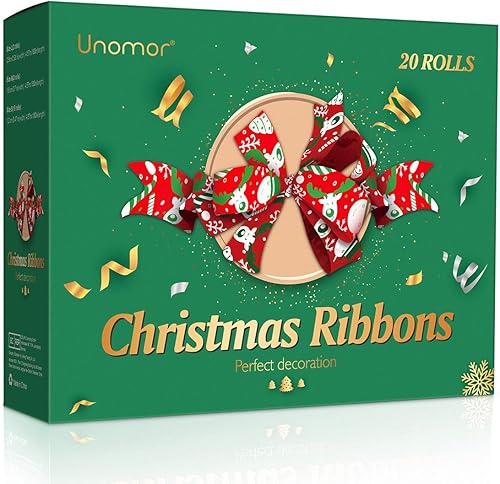 Miniatura 7 de 20 rollos de cintas de satén de Navidad de grogrén de 100 yardas de cinta de satén de 0.5 a 1 pulgada de ancho para decoración de envoltura de